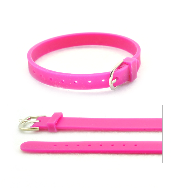 Silicone wristband (1 pc) 1 cm width. - Fuchsia
